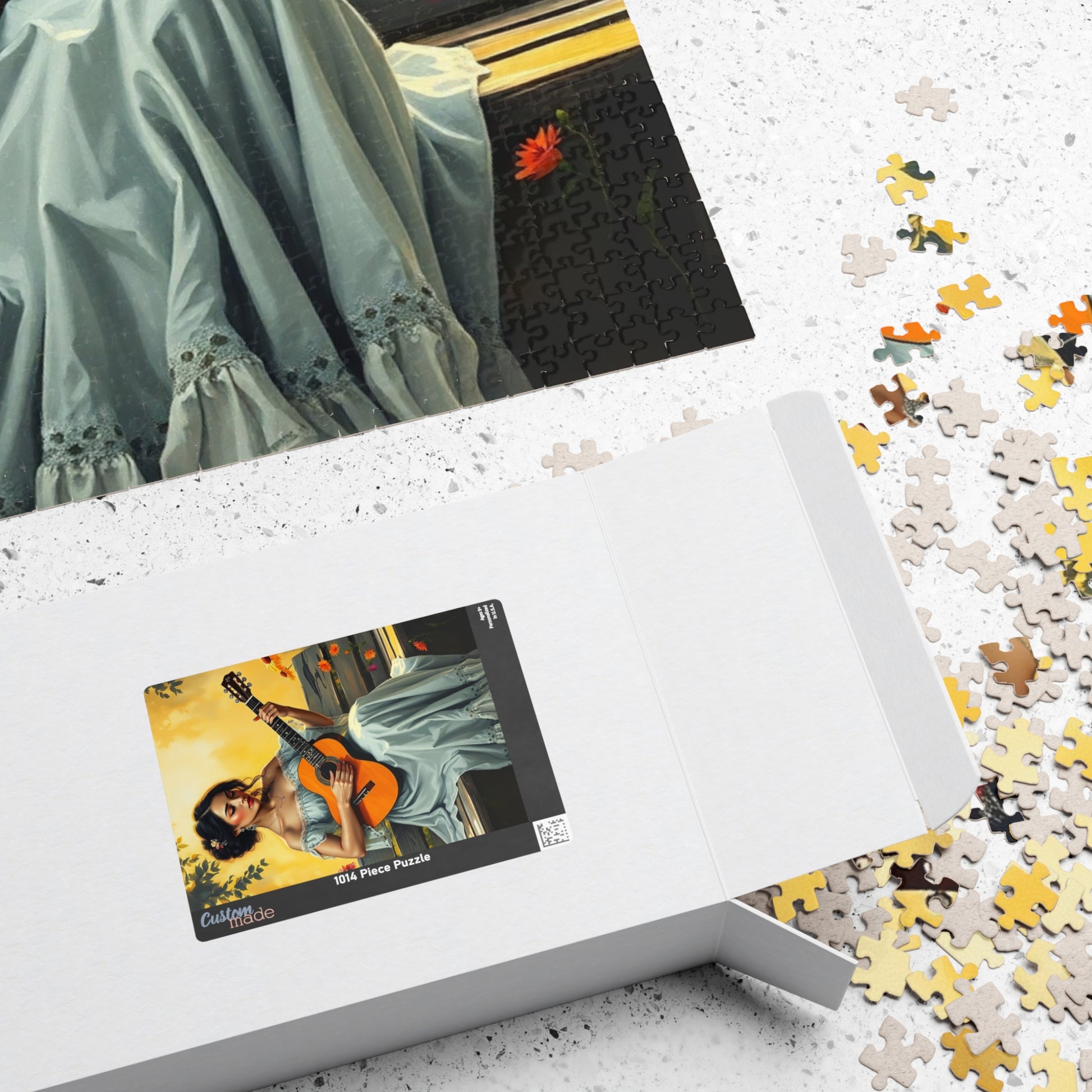 Latina Musician Jigsaw Puzzle (110, 252, 520, 1014-piece), Woman Playing Guitar, Folkloric Dress, Creative Pastime, Mind Exercise, Giftable Puzzle The Puzzle Chest