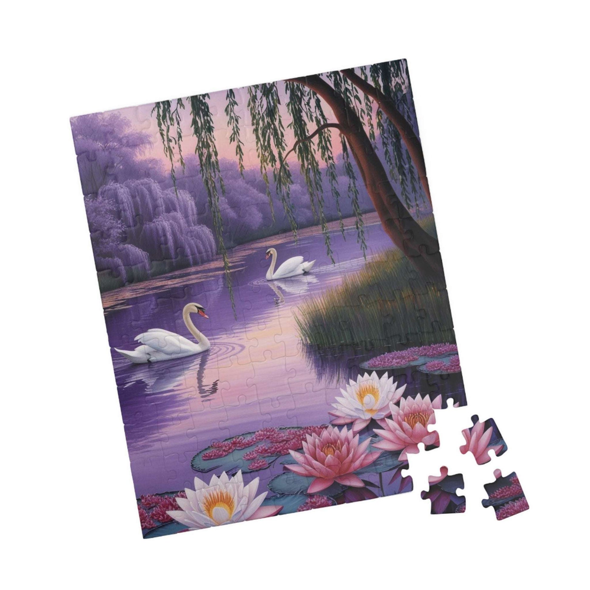 Serene Landscape Puzzle - Swans and Water Lilies - 110, 252, 520, 1014-piece, Gift for Nature Lovers, Family Fun Puzzle The Puzzle Chest