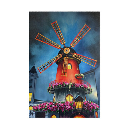 Moulin Rouge Windmill Puzzle, Famous Parisian Landmark Tourist Attraction Jigsaw Game, Vibrant Nighttime Paris Scene, Best Travel Lover Gift 1014 pcs (Vertical) Puzzle The Puzzle Chest
