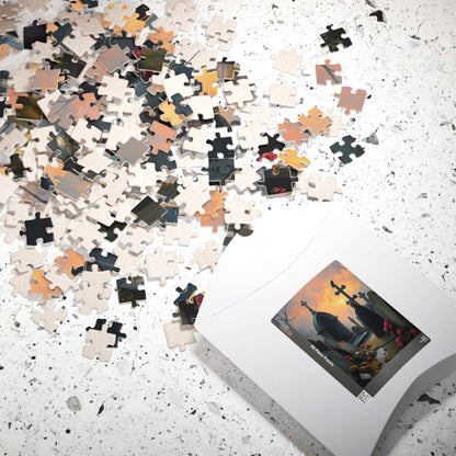 Gothic Graveyard Jigsaw Puzzle, Eerie Dawn Cemetery Scene, Halloween Game Toy, Challenging Quiet Pastime Brain Teaser, Family Activity, Gift Puzzle The Puzzle Chest