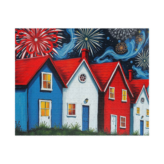 Fireworks Over America Jigsaw Puzzle, Festive Game with Colorful Fireworks for Family Game Night, Holiday Gift, Home Décor, Fun Activity