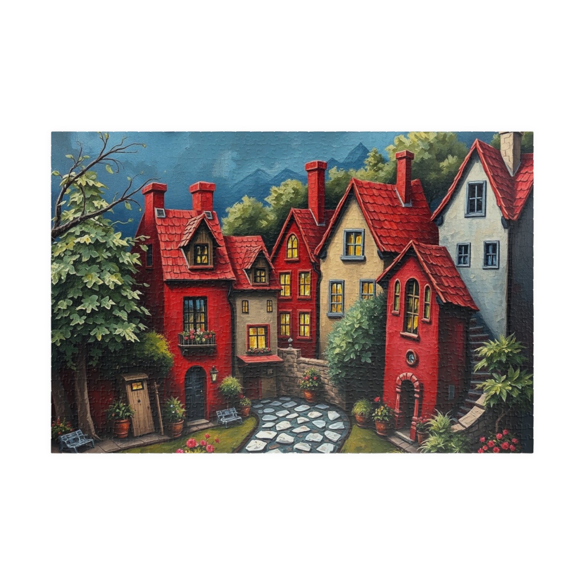 Adorable 3D Village Jigsaw Puzzle for Adults, 110, 252, 520, 1014-piece, Colorful and Cozy Town, Game for Puzzle Enthusiasts, Gift 1014 pcs (Horizontal) The Puzzle Chest