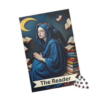 The Reader Mystical Tarot Card Jigsaw Puzzle: Books, Raven, Moon - Hobby Game 1014 pcs (Vertical) Puzzle The Puzzle Chest