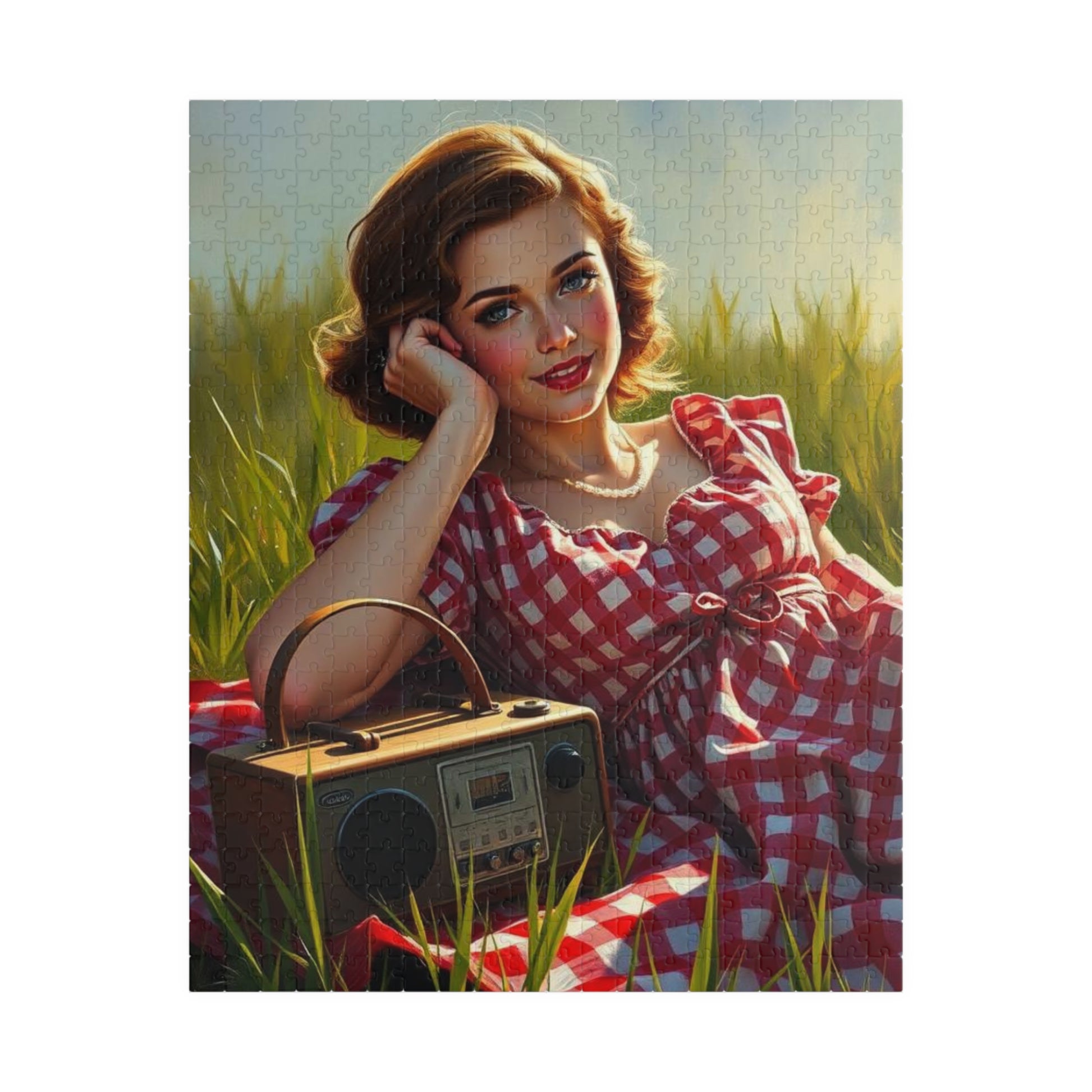 Retro Picnic Puzzle with Vintage Radio Design, Jigsaw for Family Game Night Home Entertainment, Creative Gift Idea, Mindful Brain Teaser 520 pcs (Vertical) Puzzle The Puzzle Chest
