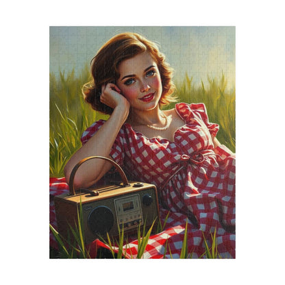 Retro Picnic Puzzle with Vintage Radio Design, Jigsaw for Family Game Night Home Entertainment, Creative Gift Idea, Mindful Brain Teaser 520 pcs (Vertical) Puzzle The Puzzle Chest