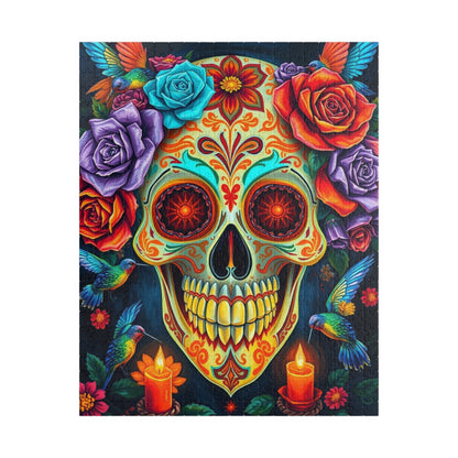 Colorful Skull Artwork Puzzle - Day of the Dead, Fun Family or Solo Activity, Unique Gift Idea for Puzzle Lovers Art Fans, Brain Teaser 520 pcs (Vertical) Puzzle The Puzzle Chest