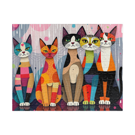 Colorful Cat Puzzle, Pop Art Jigsaw Puzzle for Adults, Solo Fun or Family Activity, Friend Gift for Cat Lovers, Cozy Puzzle Night 252 pcs (Horizontal) Puzzle The Puzzle Chest