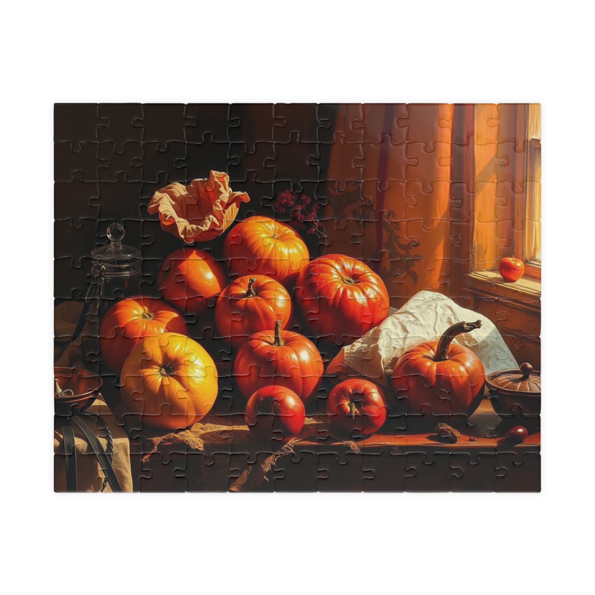 Fall Harvest Still Life Jigsaw Puzzle, Autumn Vintage Style Art Design, Seasonal Cozy Family Activity, Best Puzzle Lover Gift, Thanksgiving 110 pcs (Horizontal) Puzzle The Puzzle Chest
