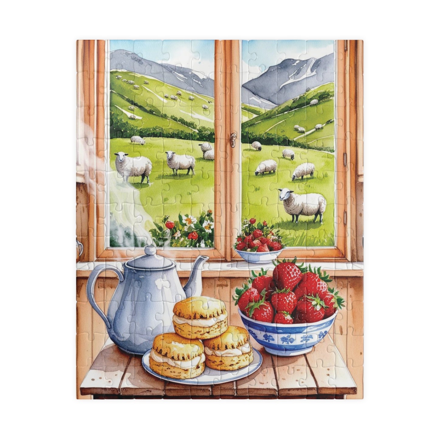 Foodie Jigsaw Puzzle, Window Kitchen Scene with Tea and Scones, Cozy Housewarming Gift, Farmhouse Country Kitchen Decor, Puzzle Lover Hobby Puzzle The Puzzle Chest
