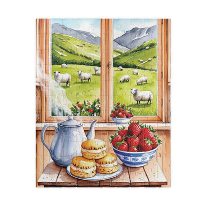 Foodie Jigsaw Puzzle, Window Kitchen Scene with Tea and Scones, Cozy Housewarming Gift, Farmhouse Country Kitchen Decor, Puzzle Lover Hobby Puzzle The Puzzle Chest