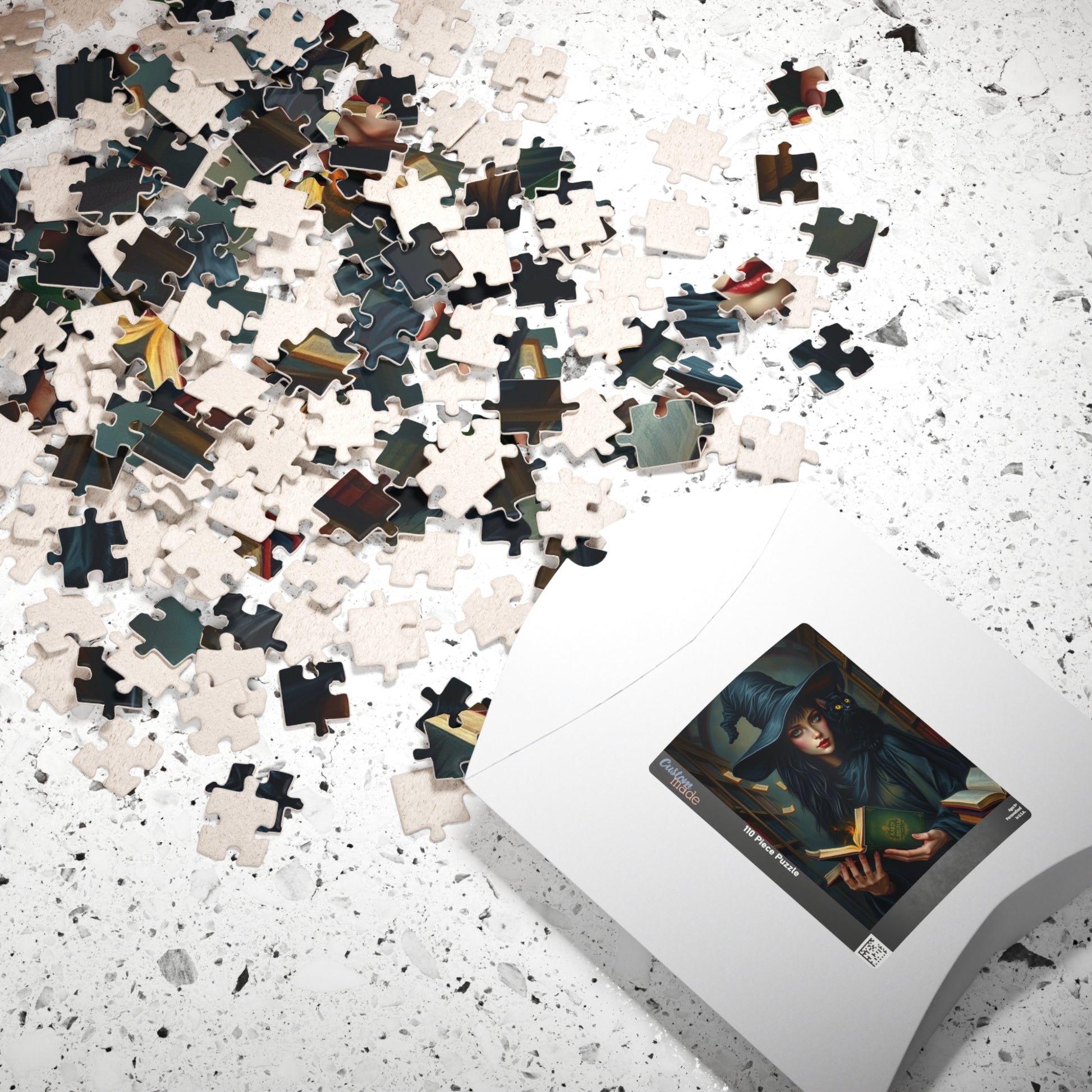 Gothic Witch Puzzle, 110, 252, 520, 1014-Piece Black Cat Dark Library Jigsaw Game for Adults, Halloween Decor, Unique Gift, Witchcraft Art Puzzle The Puzzle Chest