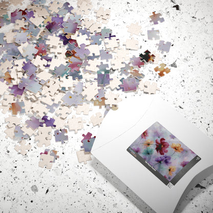 Pastel Bloom Jigsaw Puzzle - Vibrant Abstract Flowers with Gentle Whimsy