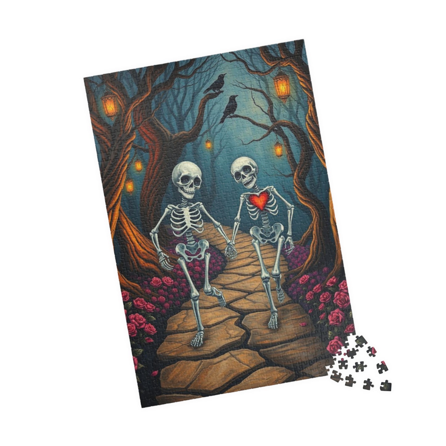 Spooky Romance Skeleton Puzzle for Adults, Perfect for Halloween Couples Night Family Fun Unique Gothic Gift for Puzzle Enthusiast
