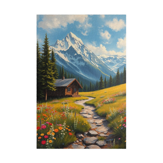 Mountain Cottage Illustration Puzzle, Nature Scene Jigsaw, 110-1014 Pieces, Gift for Nature Lovers, Family Fun, Relaxation Activity 1014 pcs (Vertical) Puzzle The Puzzle Chest