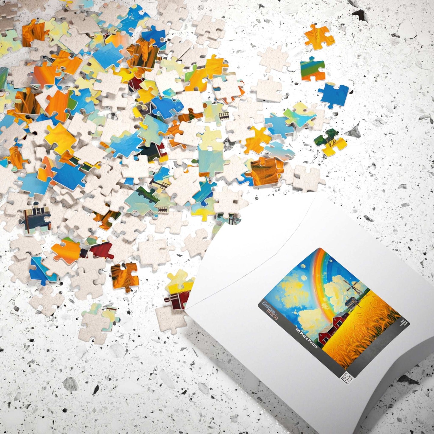 Scenic Farmhouse Puzzle, 110-1014 Piece Jigsaw, Vibrant Rainbow Landscape, Gift for Nature Lovers, Family Fun Activity Puzzle The Puzzle Chest