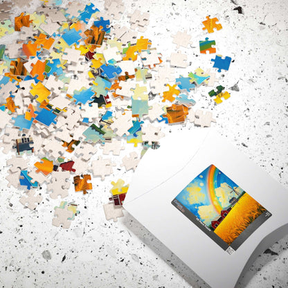 Scenic Farmhouse Puzzle, 110-1014 Piece Jigsaw, Vibrant Rainbow Landscape, Gift for Nature Lovers, Family Fun Activity Puzzle The Puzzle Chest