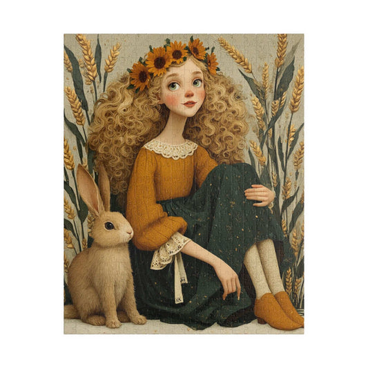 Storybook Wheatfield Fairy-Tale Puzzle - Girl and Bunny, Perfect for Family or Solo Fun, Holiday Birthday Gifts, Senior Mental Exercise Puzzle The Puzzle Chest