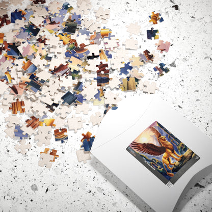 Puzzle, Mythical Griffin Perched on Cliff, Fantasy Jigsaw Game, Ancient Ruins, 520 Piece, Fun Family Activity, Relaxing Hobby, Unique Gift