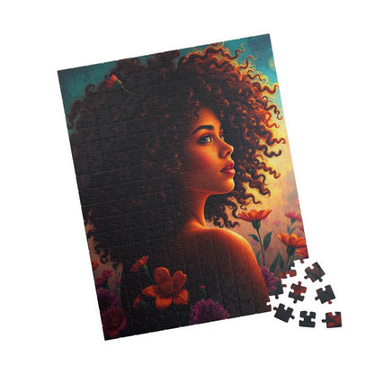 Floral Afrocentric Puzzle African American Woman, Perfect for Cozy Night Mindfulness Activity, Black Art Lover Gift, Family Fun Brain Teaser Puzzle The Puzzle Chest