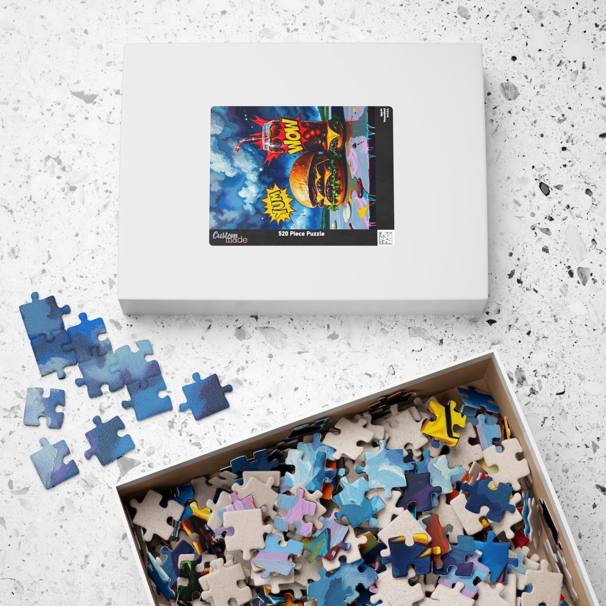 Colorful Foodie Puzzle - Yum Wow Burger and Drink Pop Art Jigsaw Puzzle for Adults, Fun Gift for Food Lovers, Game Night, Family Activity Puzzle The Puzzle Chest