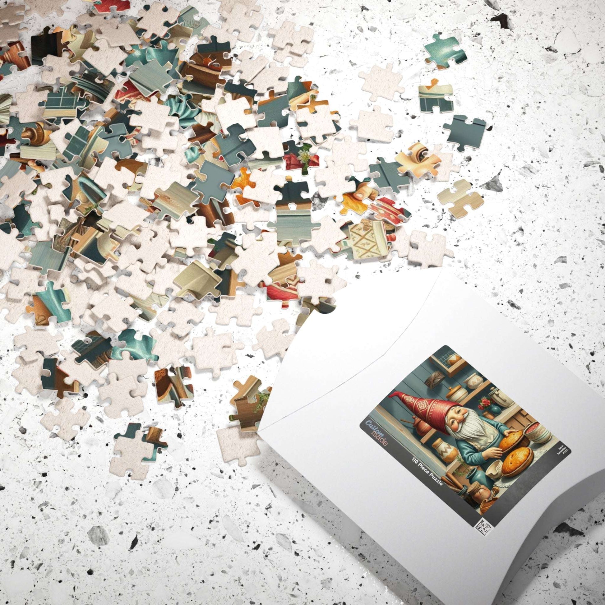 Nordic Gnome Baking Pies – Scandinavian Folk Rustic Kitchen Jigsaw Puzzle Puzzle The Puzzle Chest