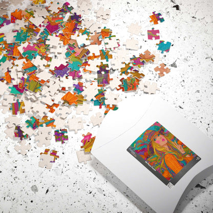 Retro Psychedelic Cowgirl Jigsaw Puzzle - Autumn Themed Cartoon Illustration, Artsy Gifts, Recreational Activities, Cozy Nights, Family Time Puzzle The Puzzle Chest