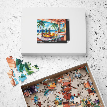 Tropical Island Jigsaw Puzzle, 110, 252, 520, 1014-Piece, Beach Kitchen Scene, Fruit Platter Ocean View Palm Trees, Puzzle Enthusiast Gift Puzzle The Puzzle Chest