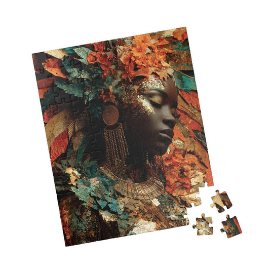 African American Cultural Heritage Jigsaw Puzzle - Afrocentric Black Woman Portrait with Earth Tones 110 pcs (Vertical) Puzzle The Puzzle Chest