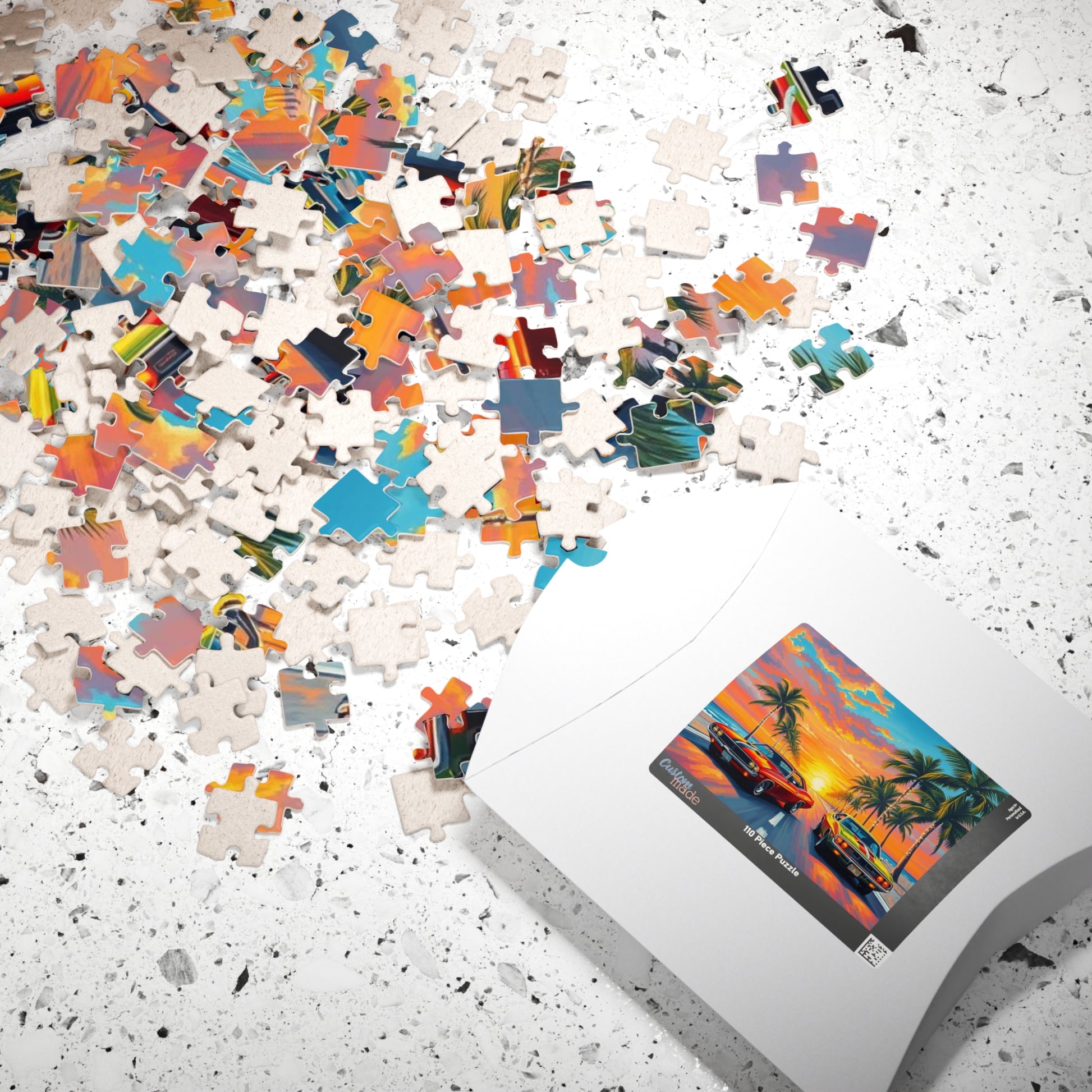 Vintage Car Puzzle: Retro Sunset Vibes, Nostalgic Holiday Birthday Gift for Friend Puzzle Lover, Family Fun Activity, Mindful Home Entertainment Puzzle The Puzzle Chest