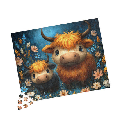 Highland Cow Family Puzzle 110-1014 Piece | Cute Highland Cattle Jigsaw 520 pcs (Horizontal) Puzzle The Puzzle Chest