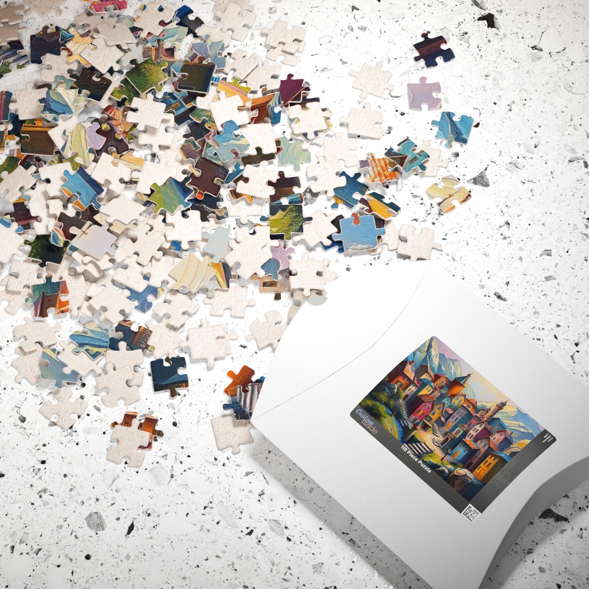 Unique 3D Village Jigsaw Puzzle 110, 252, 520, 1014-piece, Featuring a Colorful Ethereal Town Scene, Mindfulness Gift for Puzzle Enthusiast The Puzzle Chest