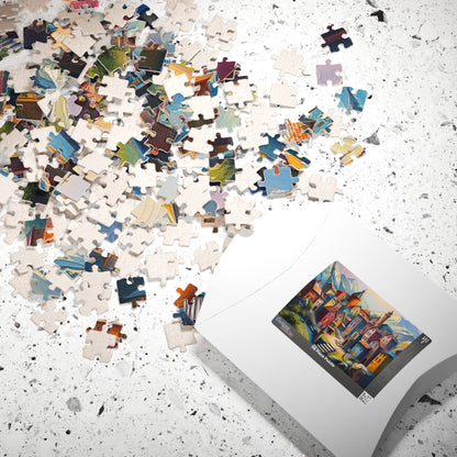 Unique 3D Village Jigsaw Puzzle 110, 252, 520, 1014-piece, Featuring a Colorful Ethereal Town Scene, Mindfulness Gift for Puzzle Enthusiast The Puzzle Chest