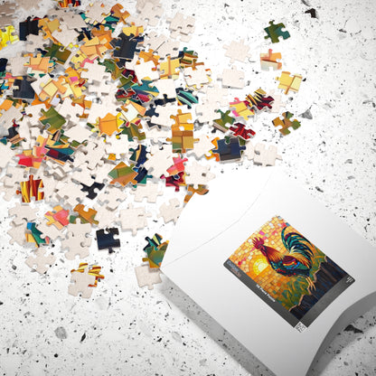 Mosaic Rooster Jigsaw Puzzle, Vibrant Farm Animal Tabletop Game with Sunrise Scene for Adults, Family Game Night, Puzzle Lover Mindful Gift Puzzle The Puzzle Chest