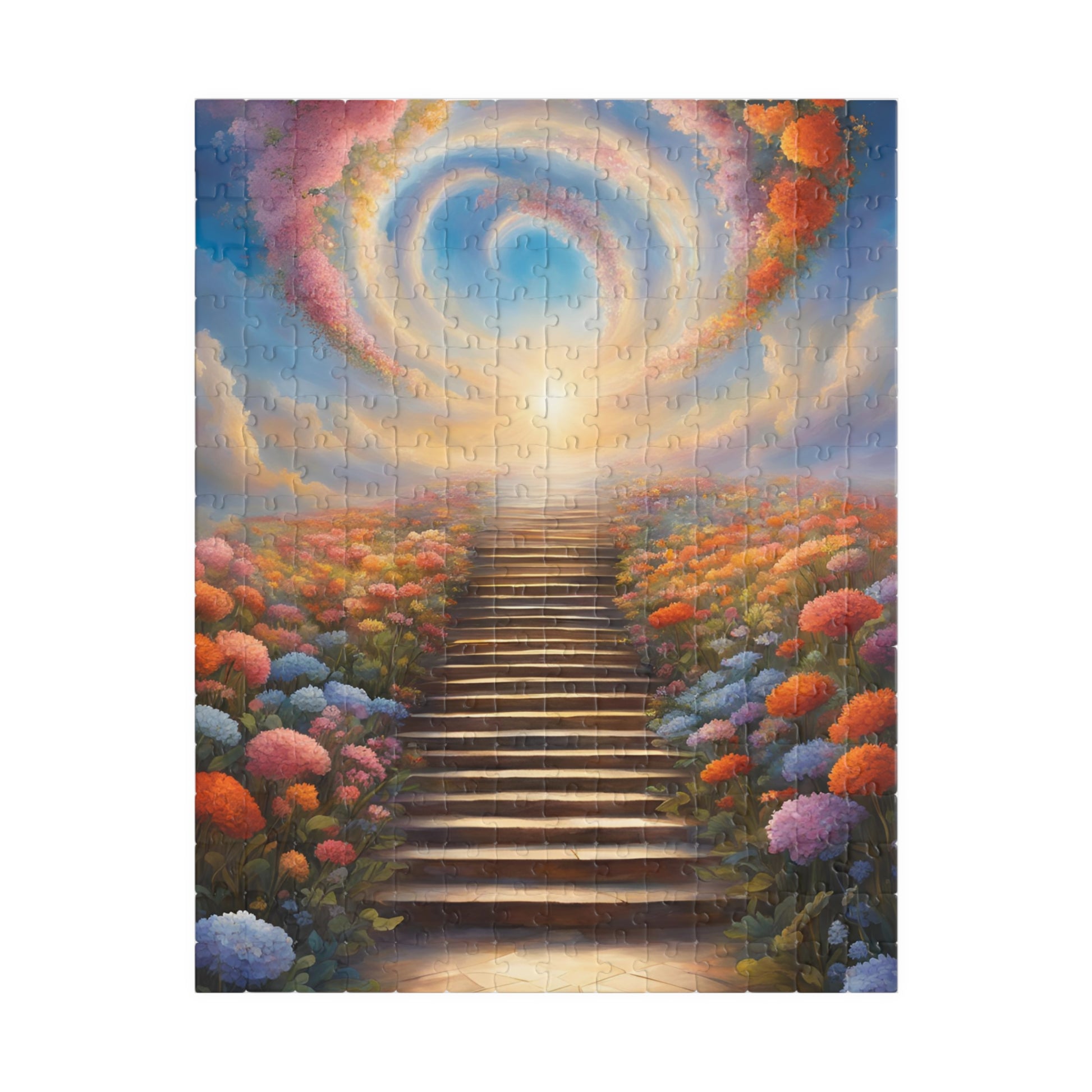 Heavenly Staircase Puzzle, Floral Flower Design, Religious Christian Faith Theme, 110 252 520 1014-Piece Jigsaw, Hobby, Meditation, Family 252 pcs (Vertical) Puzzle The Puzzle Chest