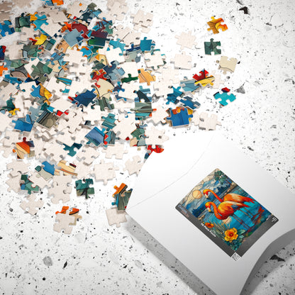 Stained Glass Style Flamingos Puzzle | 110/252/520/1014 Piece Bird Lover Jigsaw Puzzle The Puzzle Chest
