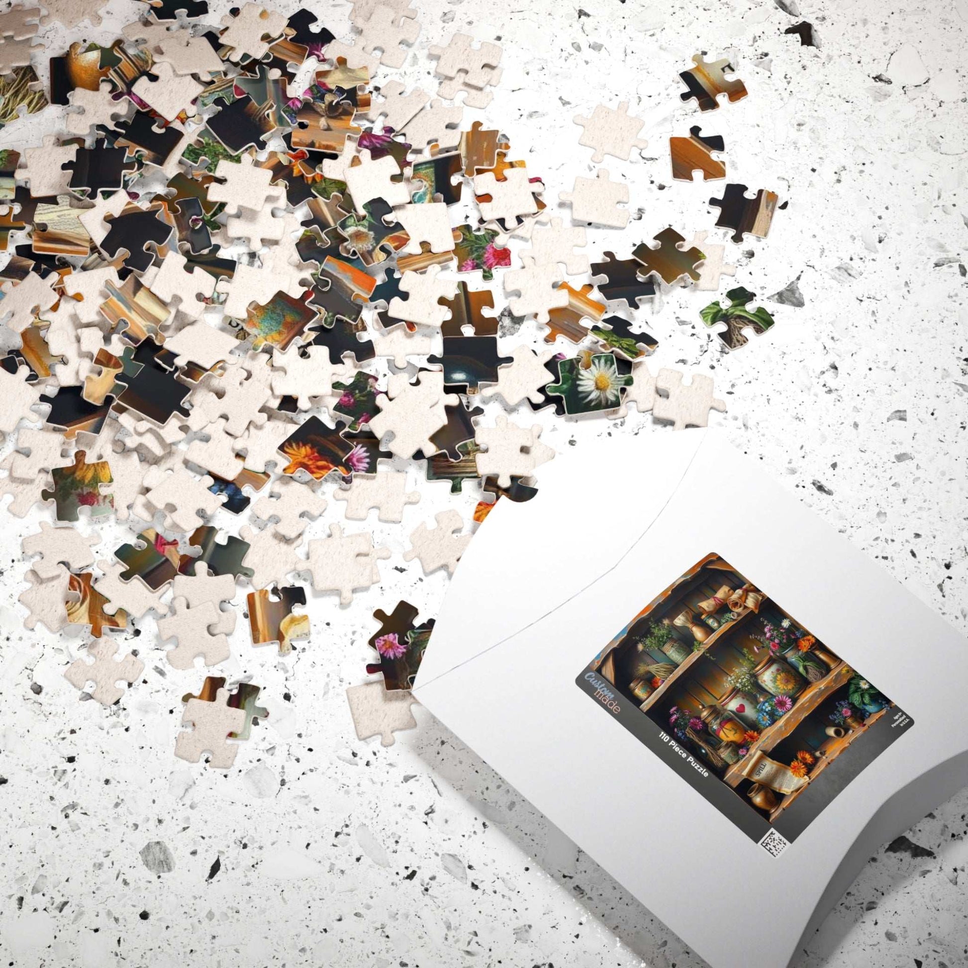 Stitchleaf Spell Shelf Jigsaw Puzzle - Cozy Cottage Folk Art Adult 110-520 Piece Game for Nature Lover, Family Fun, Birthday Gift for Friend Puzzle The Puzzle Chest