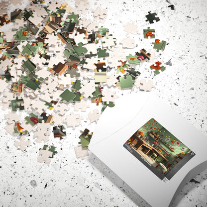 Country Garden Workshop Puzzle (110-1014 Piece), Colorful Flower Illustrations Sage Green Walls and String Lights, Plant Enthusiast Gift Puzzle The Puzzle Chest