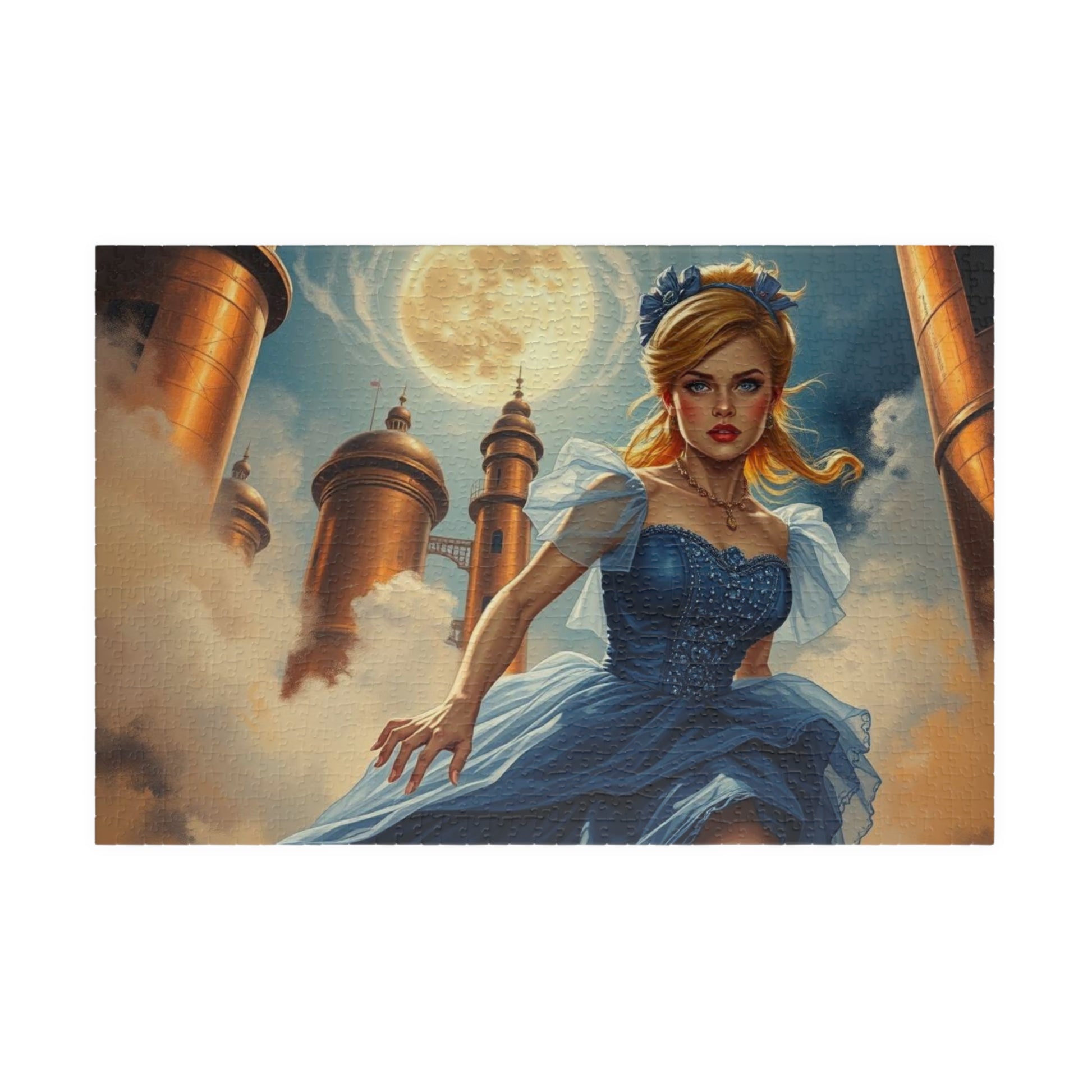 Cinderella at Midnight Jigsaw Puzzle, Whimsical Steampunk Puzzle, Vintage Fantasy Princess Puzzle, Dreamy Steampunk Art Print Gift for Adult 1014 pcs (Horizontal) Puzzle The Puzzle Chest