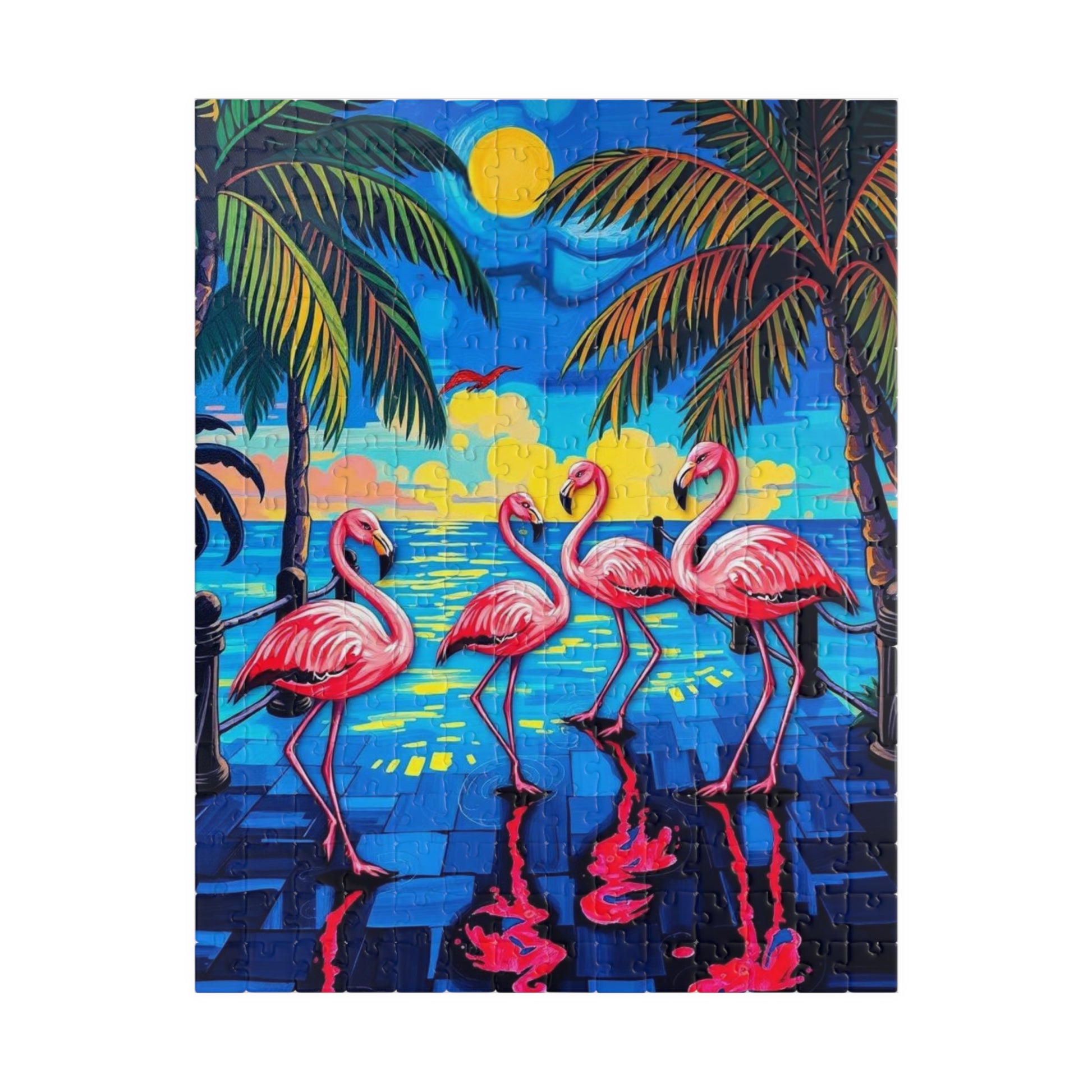 Flamingo Fiesta Jigsaw Puzzle, Tropical Summer Puzzle with Dancing Flamingos, 110-1014 Pieces Beach Scene, Family Game Gift for Puzzle Lover 252 pcs (Vertical) Puzzle The Puzzle Chest