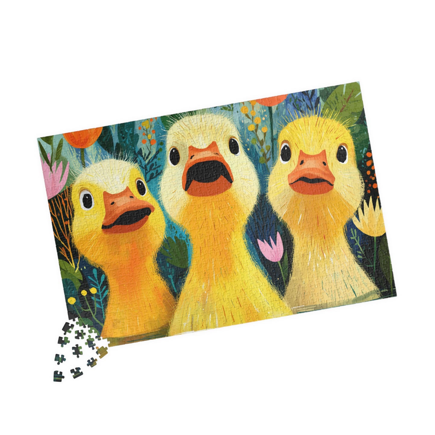Three Yellow Ducklings Puzzle 110/252/520/1014 Piece | Cute Farm Animal Jigsaw 1014 pcs (Horizontal) Puzzle The Puzzle Chest