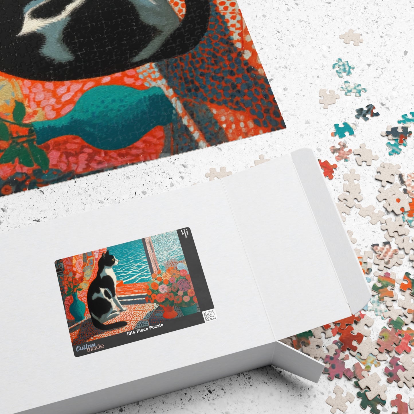 Cat by the Open Window – Fauvist Interior Cat Jigsaw Puzzle, Animal Theme Seaside Art Puzzle, Matisse-Inspired Puzzle The Puzzle Chest