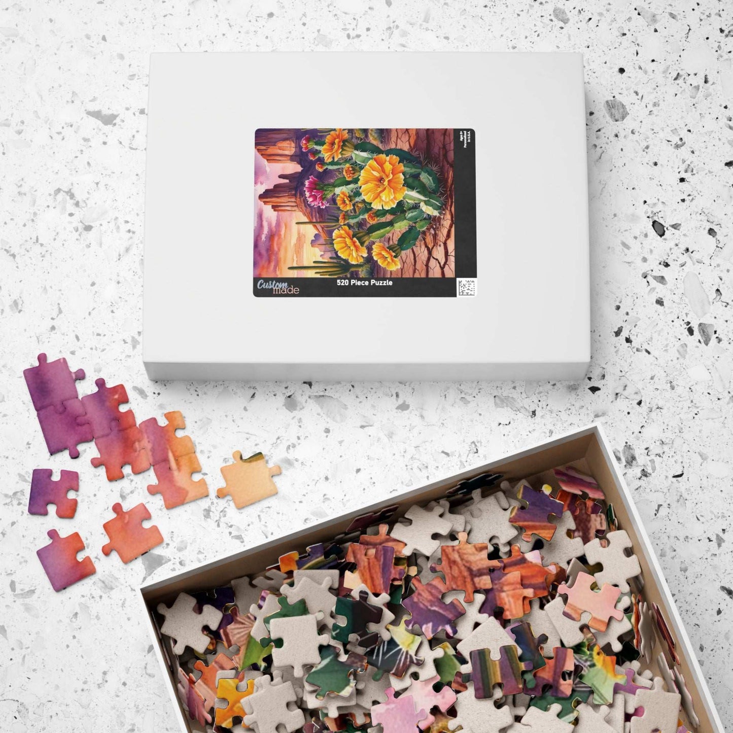 Desert Wildflower Puzzle, Marigolds and Cactus Blooms Landscape Jigsaw Game Puzzle The Puzzle Chest
