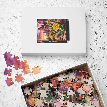 Desert Wildflower Puzzle, Marigolds and Cactus Blooms Landscape Jigsaw Game Puzzle The Puzzle Chest