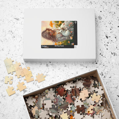 Whimsical Bunny Jigsaw Puzzle, Woman in Nature Theme, Puzzle Lover Gift for Friend Family Game Night or Solo Fun, Rabbit Art Animal Artwork Puzzle The Puzzle Chest