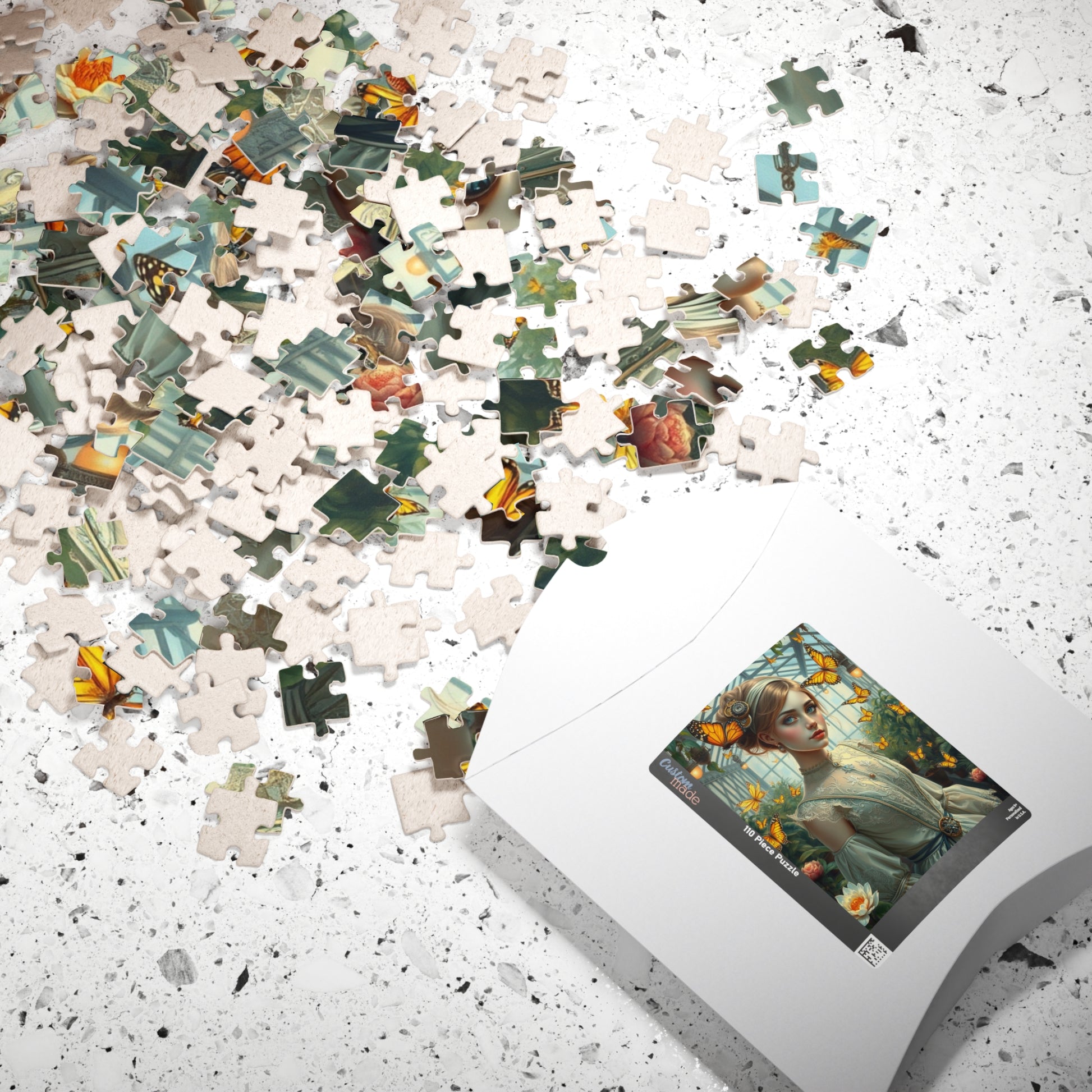 Steampunk Jigsaw Puzzle - Mechanical Butterfly and Woman in Greenhouse, 110 252 520 1014-Piece, Fun Family Activity, Unique Puzzle Lover Gift Puzzle The Puzzle Chest