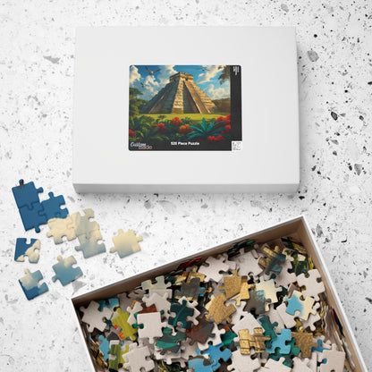 Chichen Itza Pyramid Jigsaw Puzzle with Tropical Jungle Scene, Historic Mayan Famous Landmark, Travel-Inspired Frameable Art Gift Puzzle The Puzzle Chest