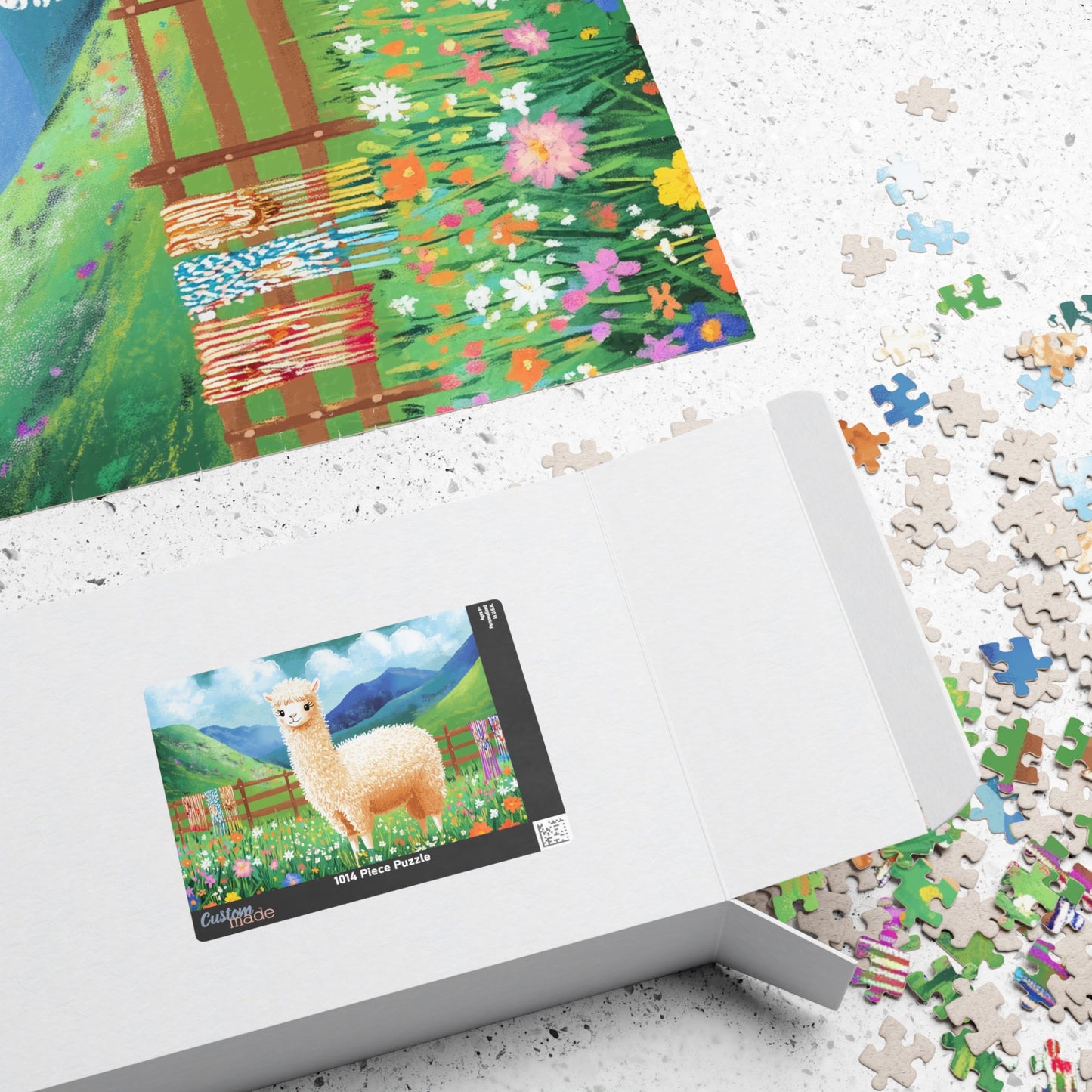 Alpaca in Flower Meadow Puzzle | Scenic Mountain Jigsaw Puzzle The Puzzle Chest
