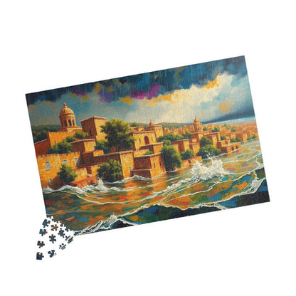 Great Biblical Flood Jigsaw Puzzle, Faith-Based Towering Waves and Rising Water Scene Tabletop Game for Adult Christians, Mindfulness Gift