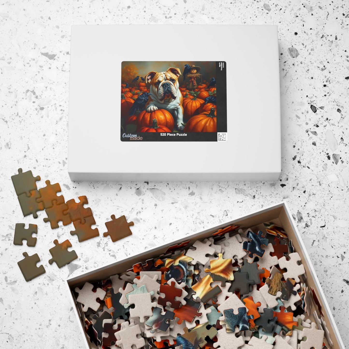 Autumn Pumpkin Dog Puzzle, Fall Bulldog Jigsaw Game for Dog Lover Gift, Family Game Night, Halloween Fun, Thanksgiving Activity Brain Teaser Puzzle The Puzzle Chest