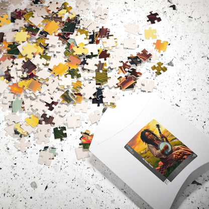 The Banjo Player Jigsaw Puzzle - Black Woman Art, Afrocentric Artwork, African American Musician Puzzle The Puzzle Chest